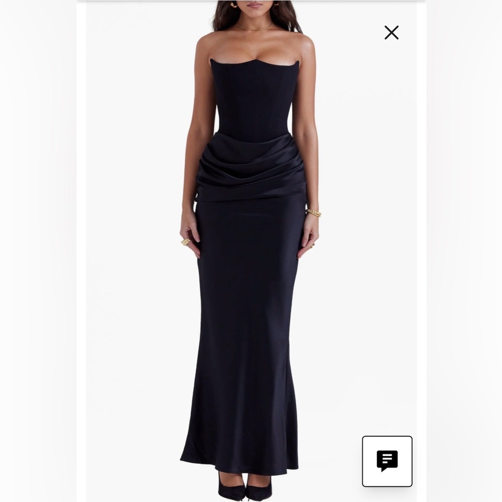 Black strapless gown